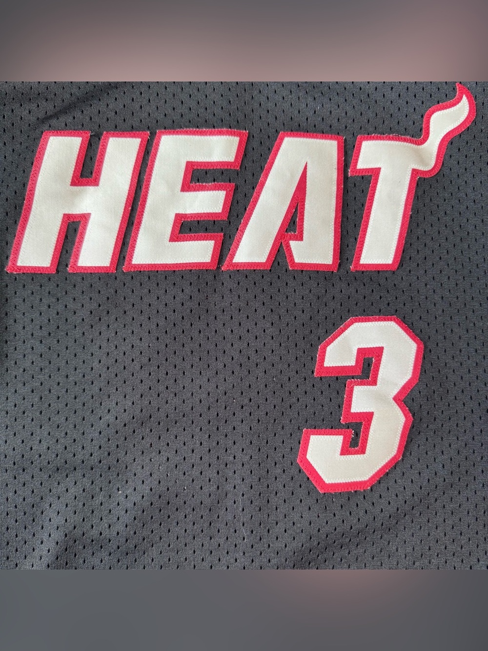 Miami Heat Basketball Jersey Mens Large Black Red Trim NBA Dwyane Wade 3 Reebok - Picture 5 of 13